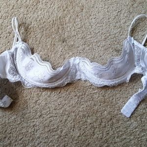 Delicate Lace Quarter Cup Bra - White